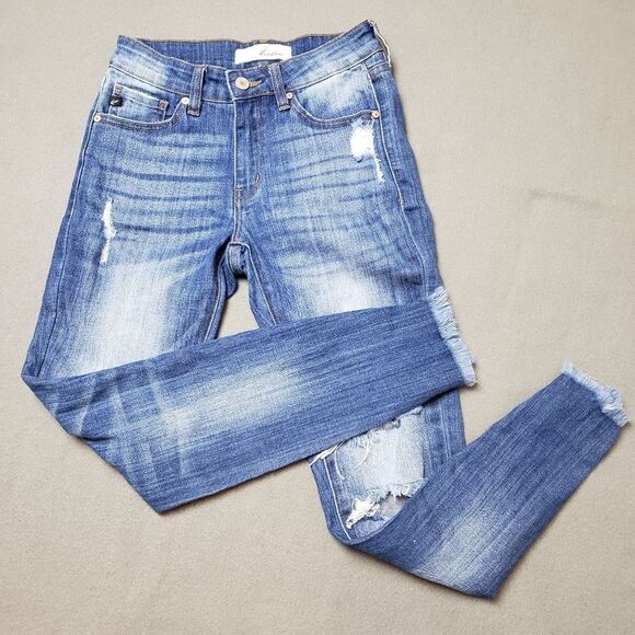 KAN CAN Jeans Sharon-Becky Mid-Rise Distressed Ripped Skinny Jeans - Size 25 - Picture 10 of 16